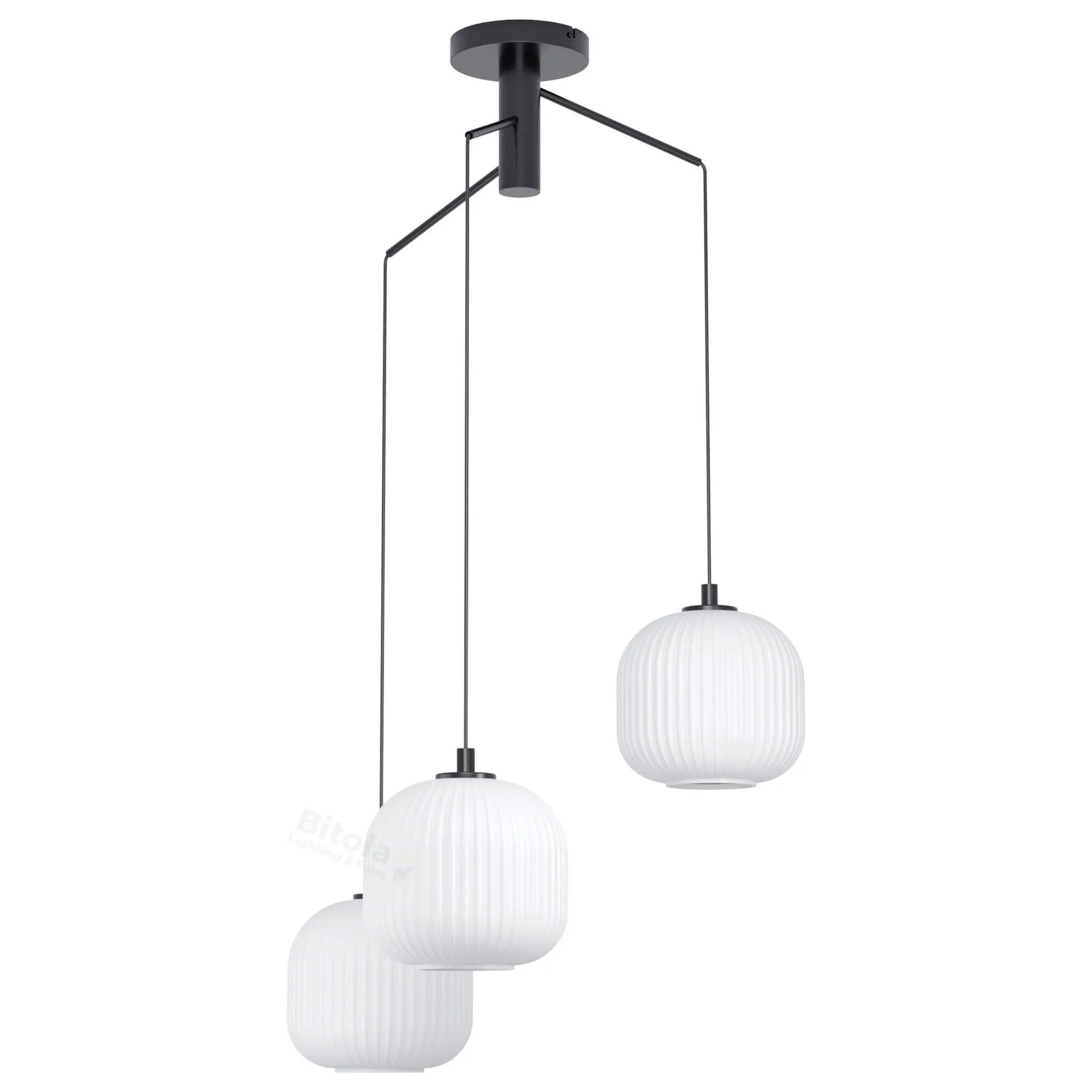 Eglo Mantunalle Ribbed Glass 3 Light Ceiling Pendant