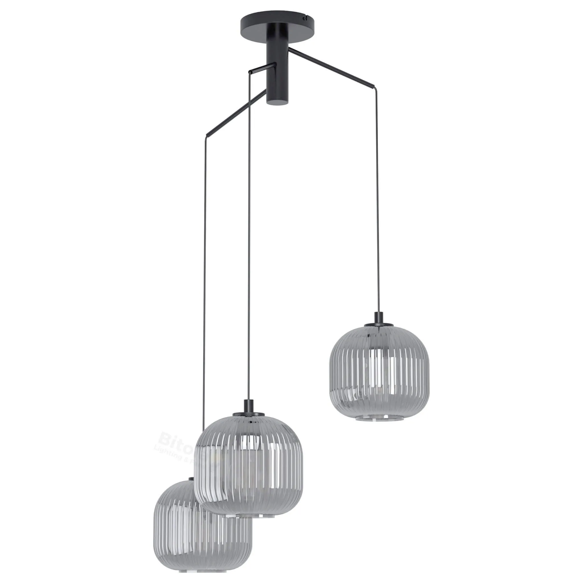 Eglo Mantunalle 1 Ribbed Glass 3 Light Ceiling Pendant