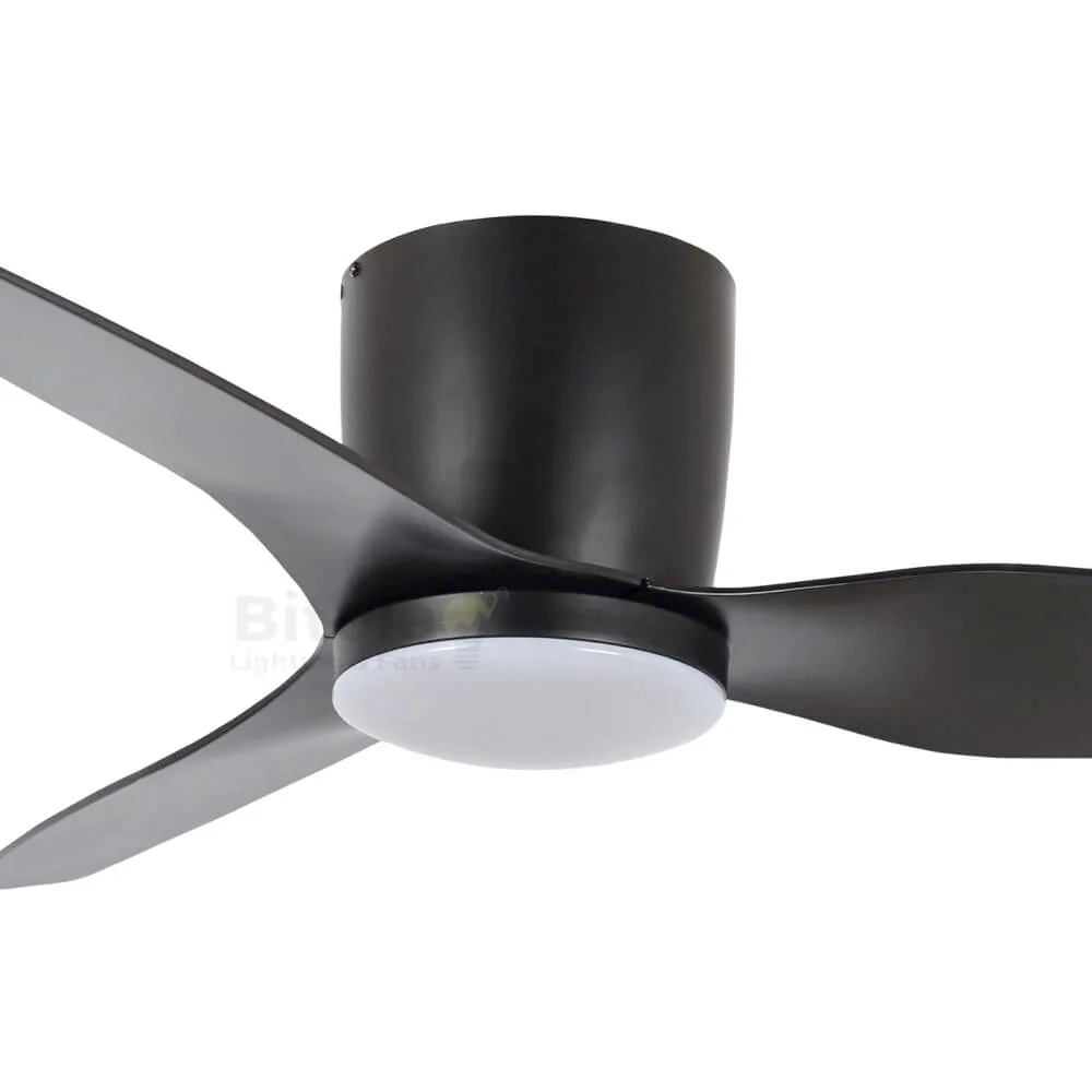 Martec Flush 50" Low Profile Ceiling Hugger Fan with Tri Colour 15w LED Light in Black