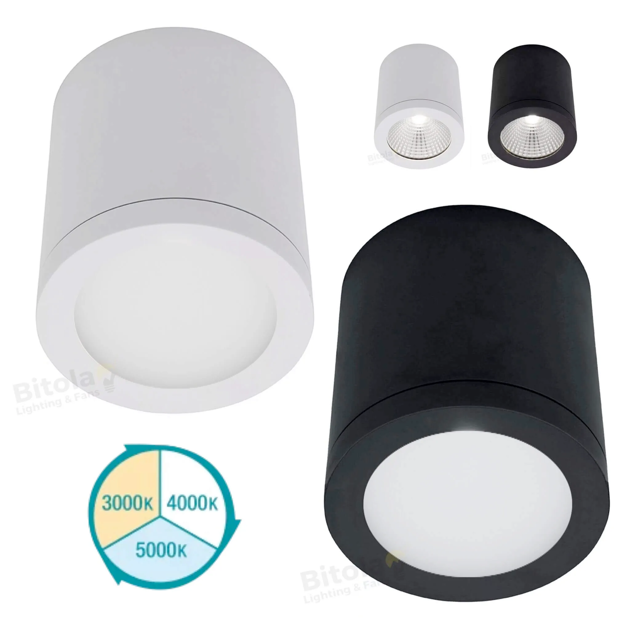 Martec Kobi Tri-Colour 10w LED Surface Mounted Downlight - Clear or Opal Face