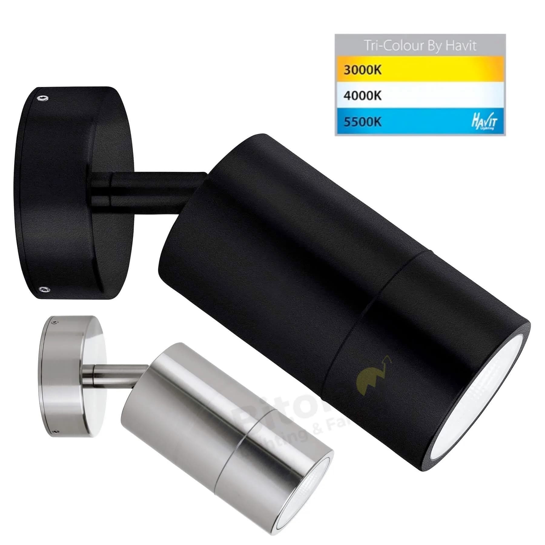 Havit Maxi Tivah Large Single Adjustable 12w LED Tri-Colour Outdoor Wall Light