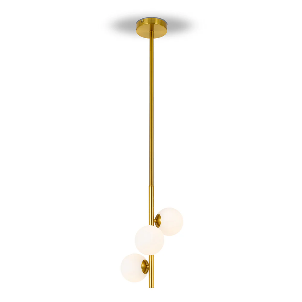 Telbix Moran 3 Light Ceiling Pendant with Glass Ball Shades - Vertical Hang