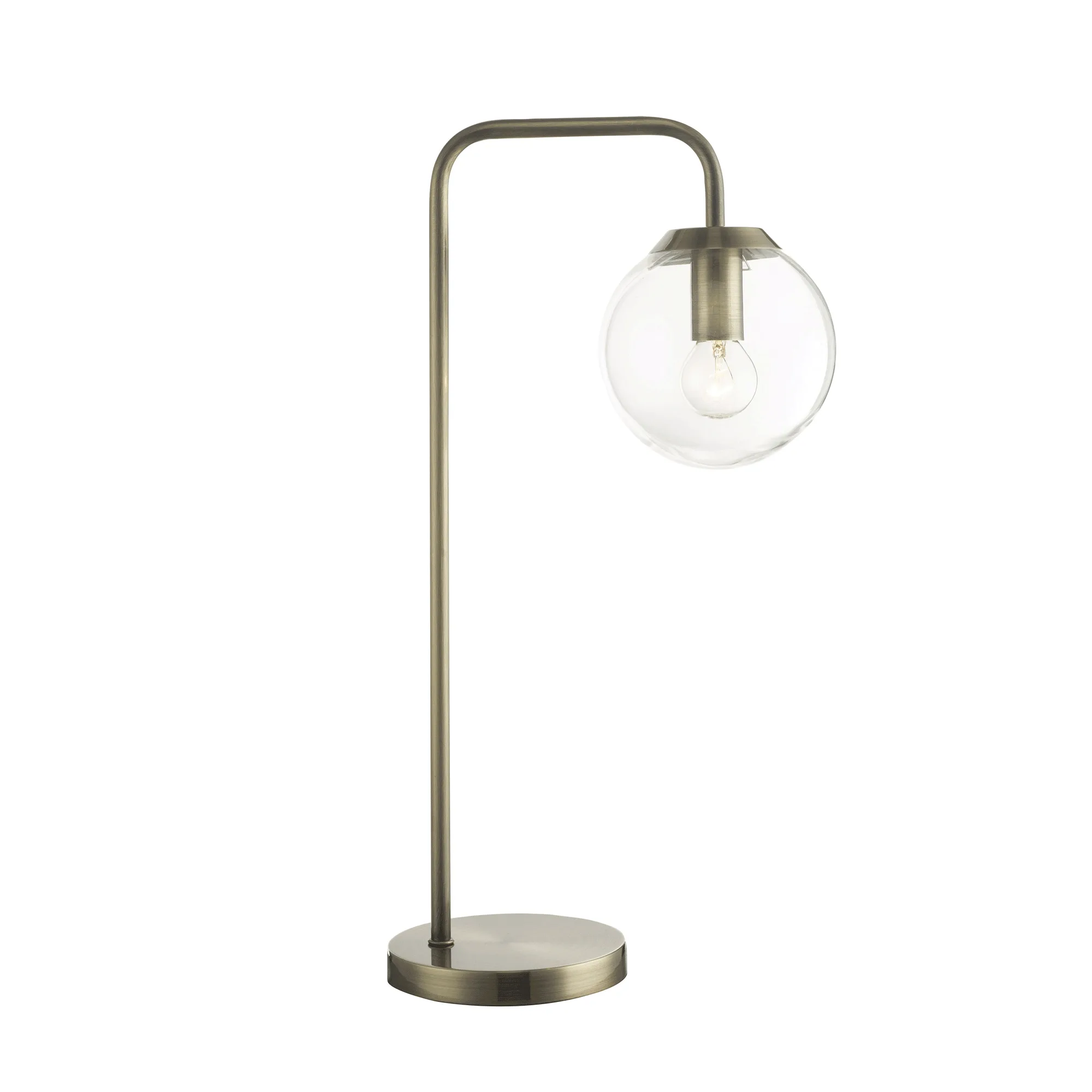 Oriel Newton Antique Brass Metal and Glass Table Lamp
