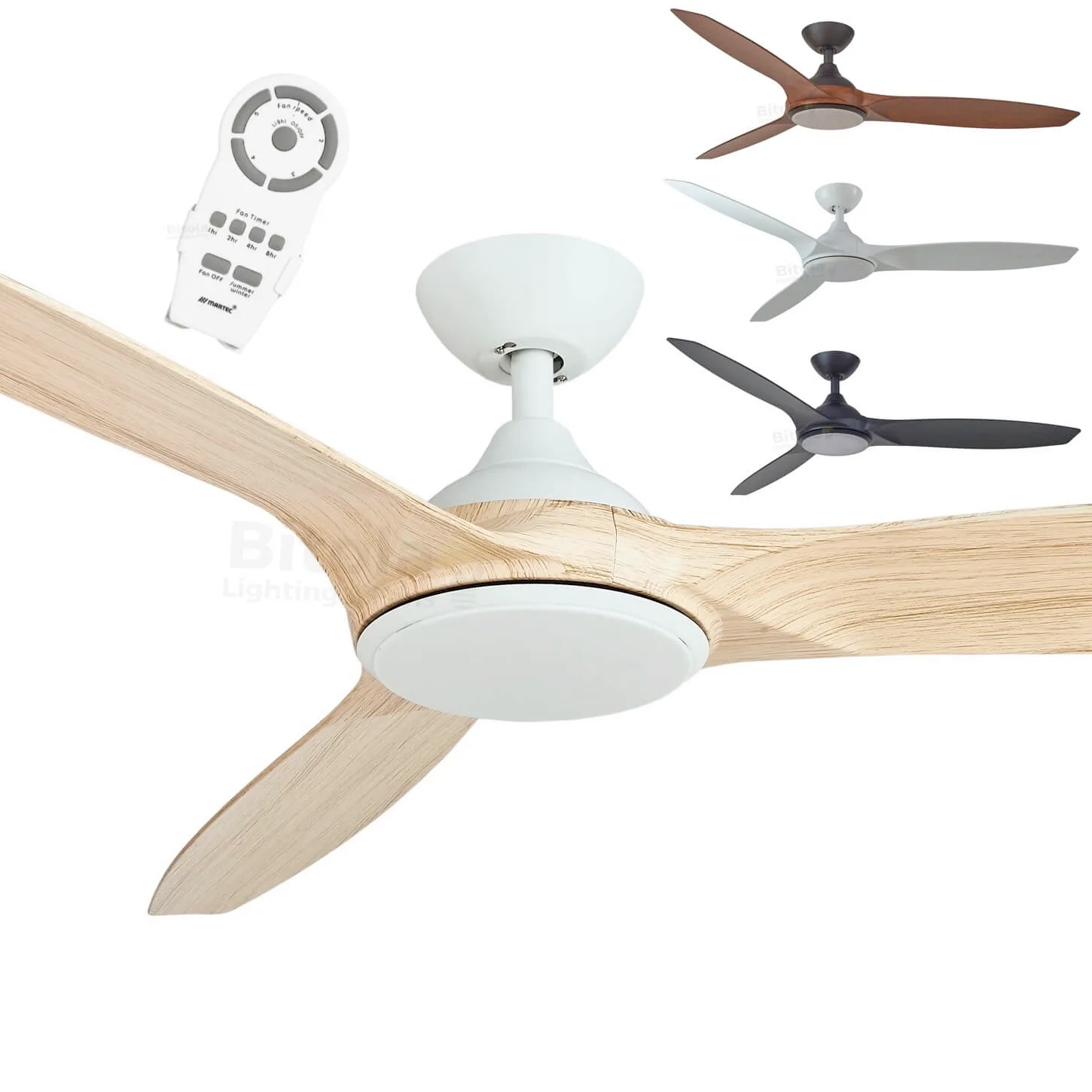 Martec Newport 56" ABS DC Ceiling Fan with Tri-Colour 18w LED Light