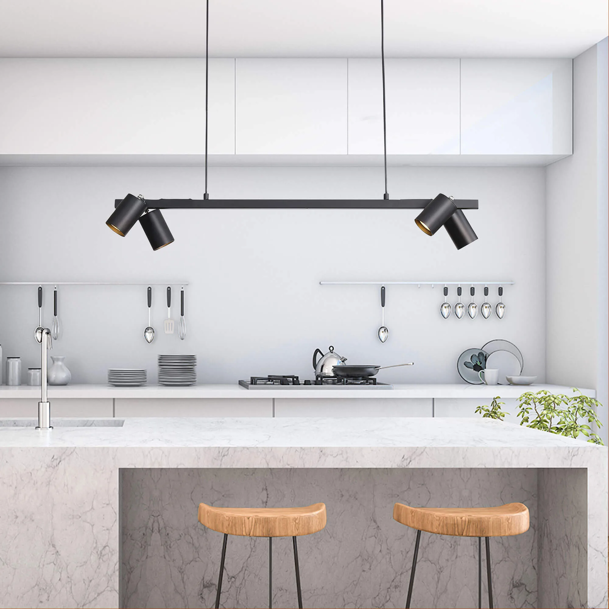Oriel Bridge 4 Light Bar Linear Ceiling Pendant with Adjustable Heads