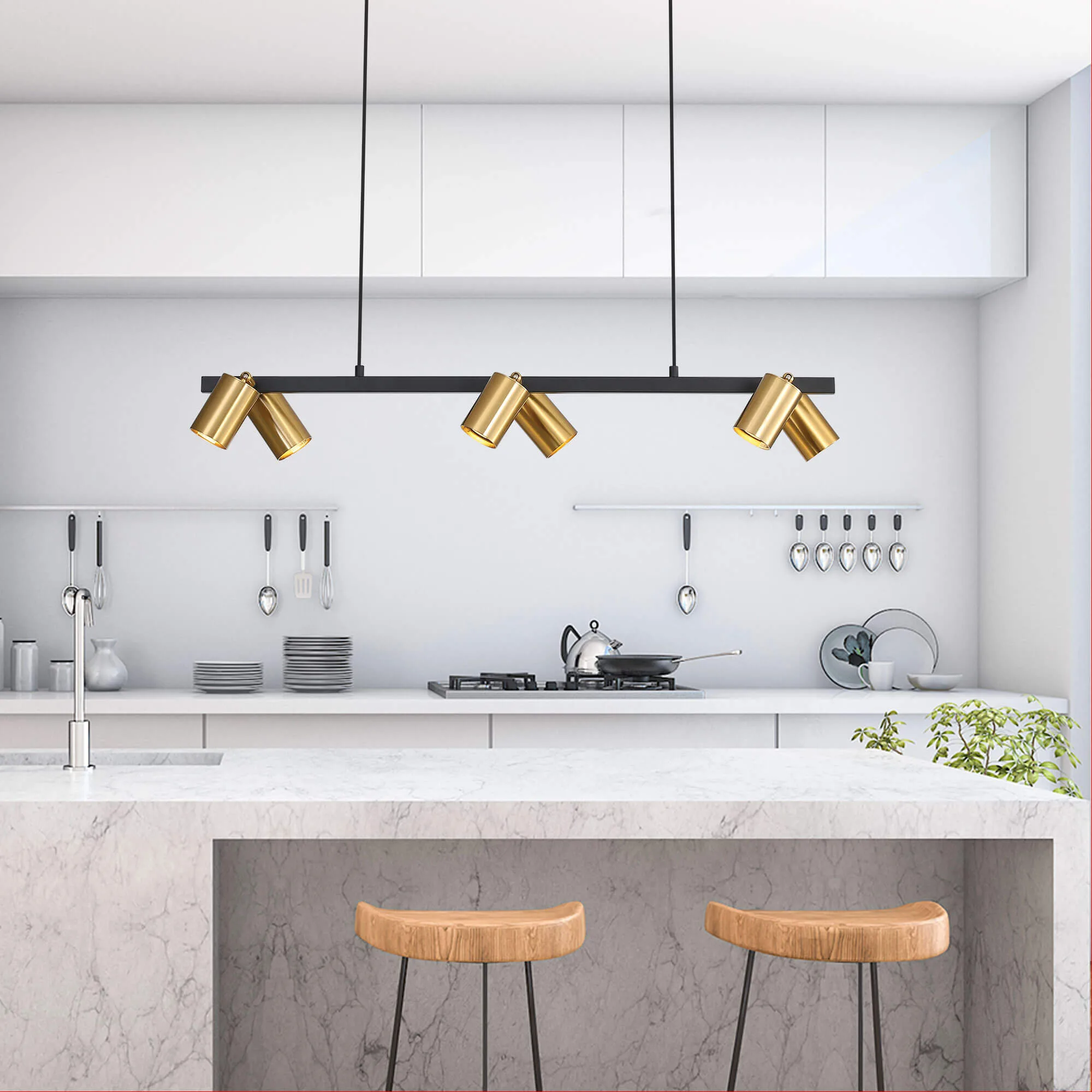 Oriel Bridge 6 Light Bar Linear Ceiling Pendant with Adjustable Heads