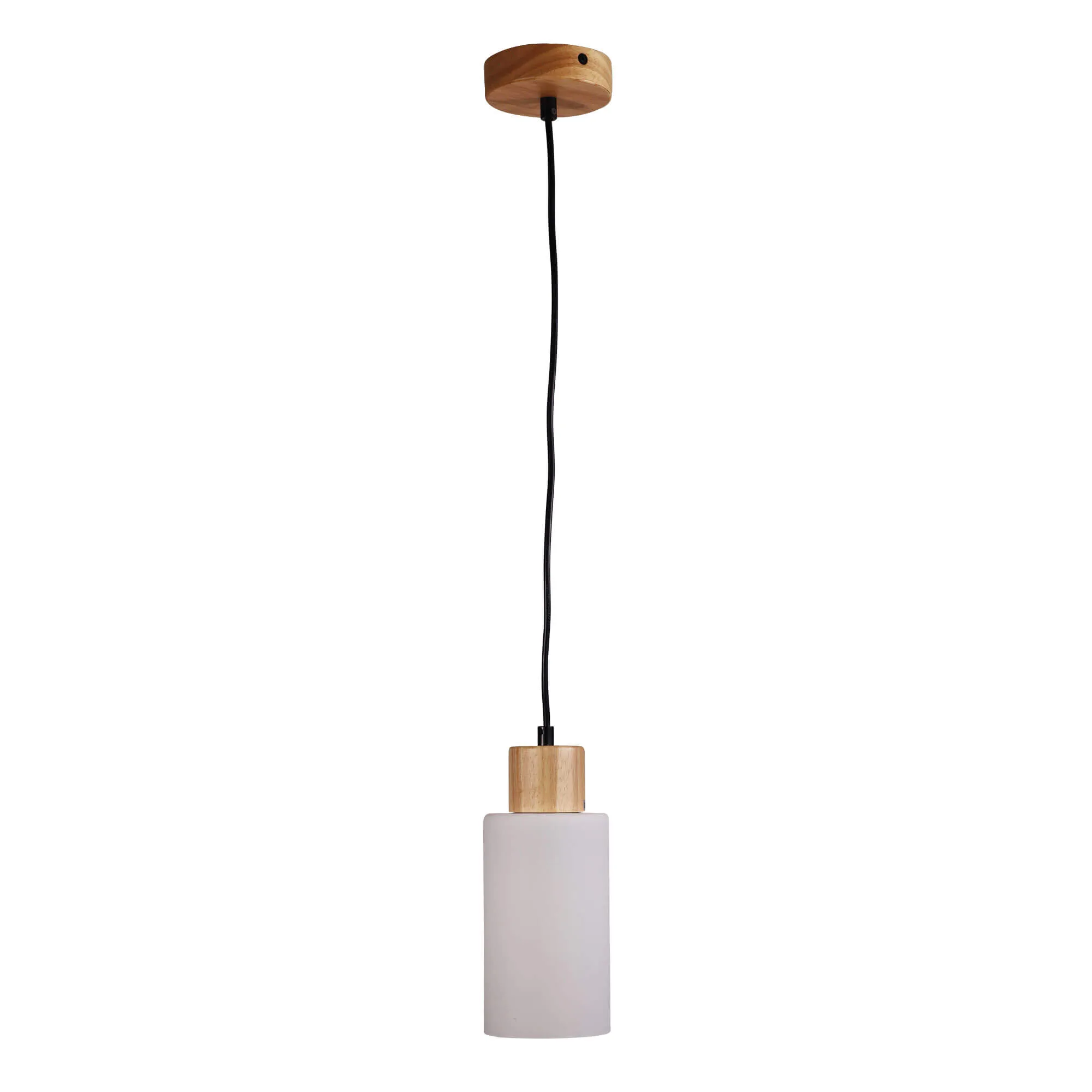 Oriel Nina Natural Timber 1 Light Ceiling Pendant with Opal Glass
