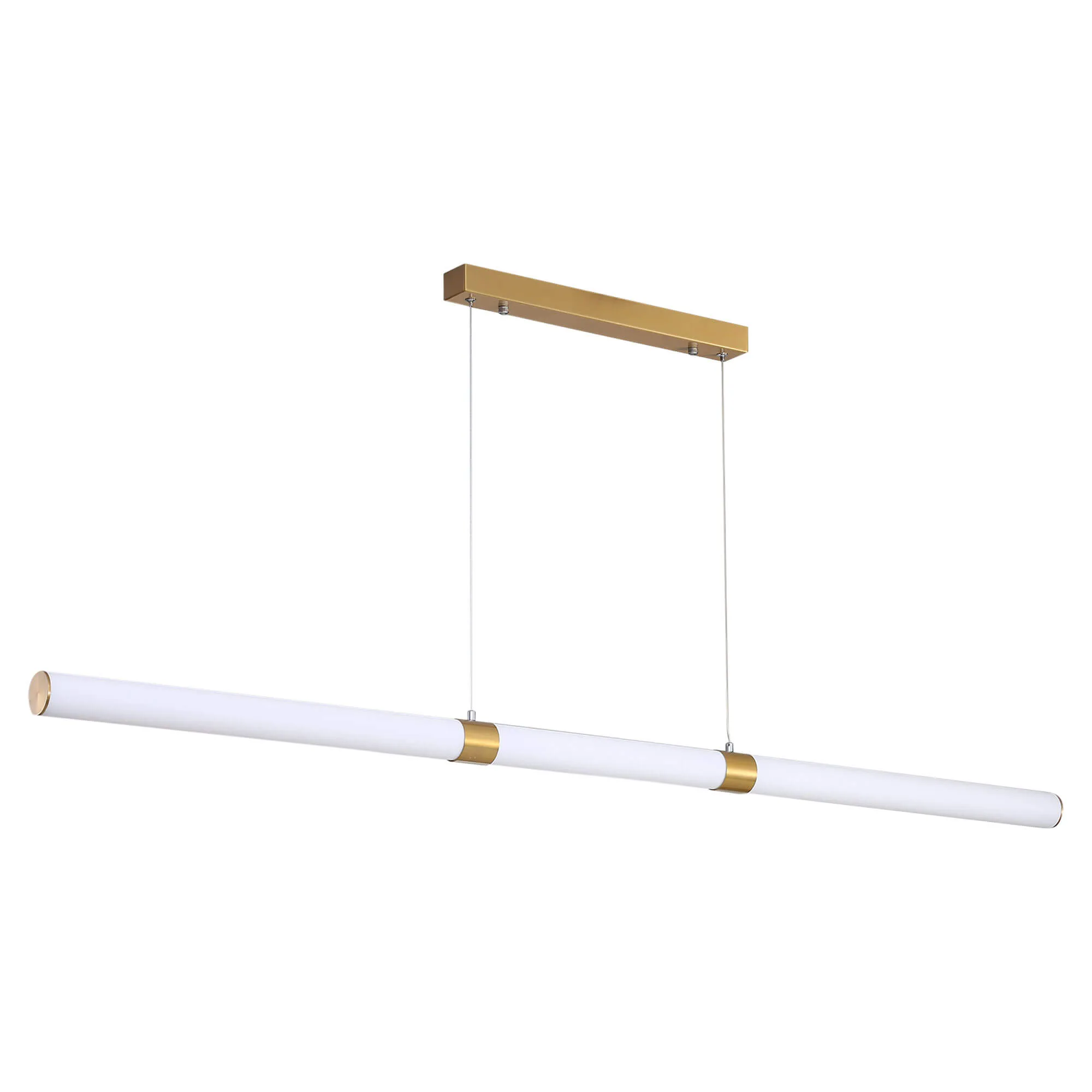 Oriel Kallita Tubular 154cm Linear 30w LED Tri-Colour Ceiling Pendant Light in Satin Brass