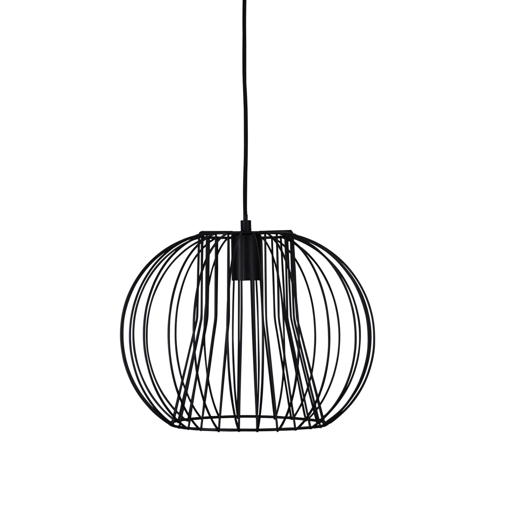Oriel Malo 35cm Black Wire Ceiling Pendant Light Industrial Style Cage