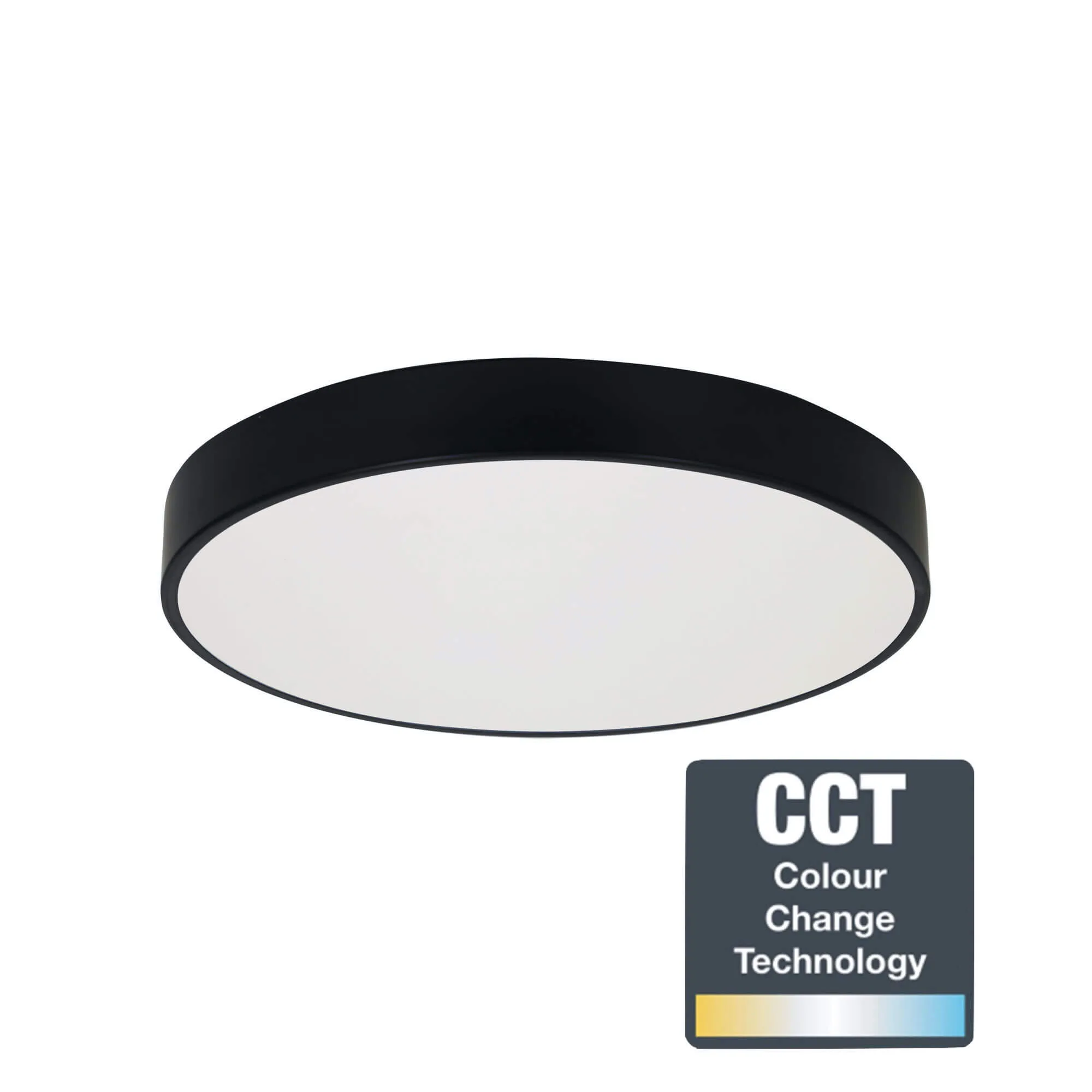 Oriel Orbis 30cm Black Flush Mount 12w LED Tri-Colour Ceiling Oyster Light