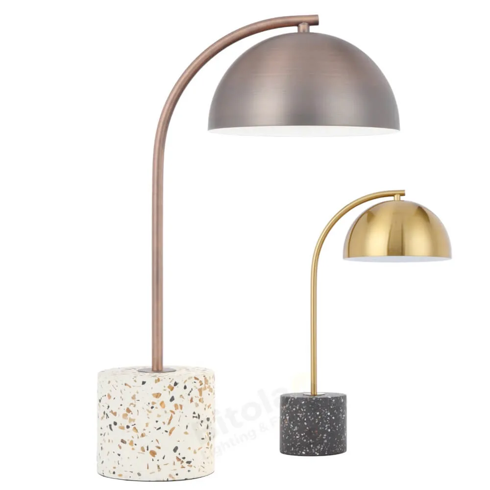 Telbix Ortez Bankers Style Table Lamp with Terrazzo Base