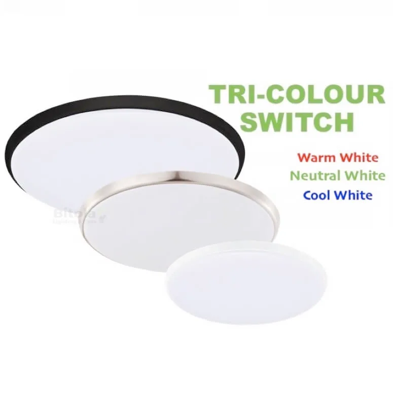 Eglo Ollie Tri-Colour Slim Profile IP54 LED Ceiling Flush Oyster Lights