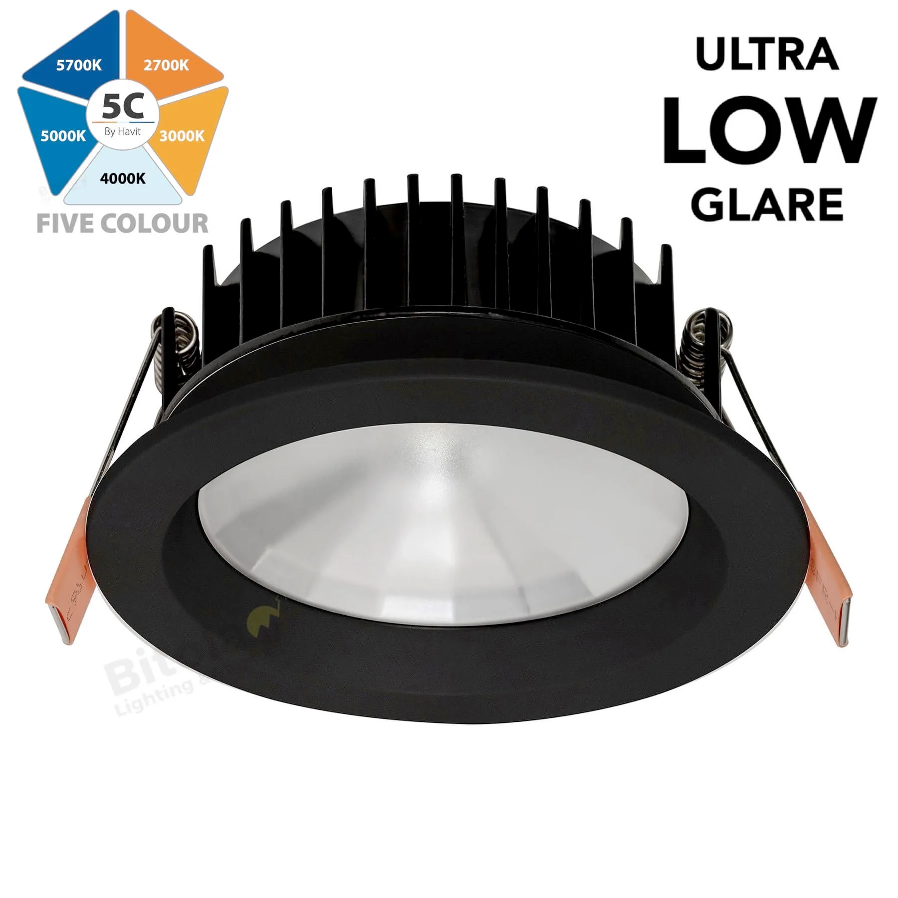 Havit Ora Black HV5531T-BLK Five-Colour CCT 13w LED Downlight - 90 CRI Low Glare