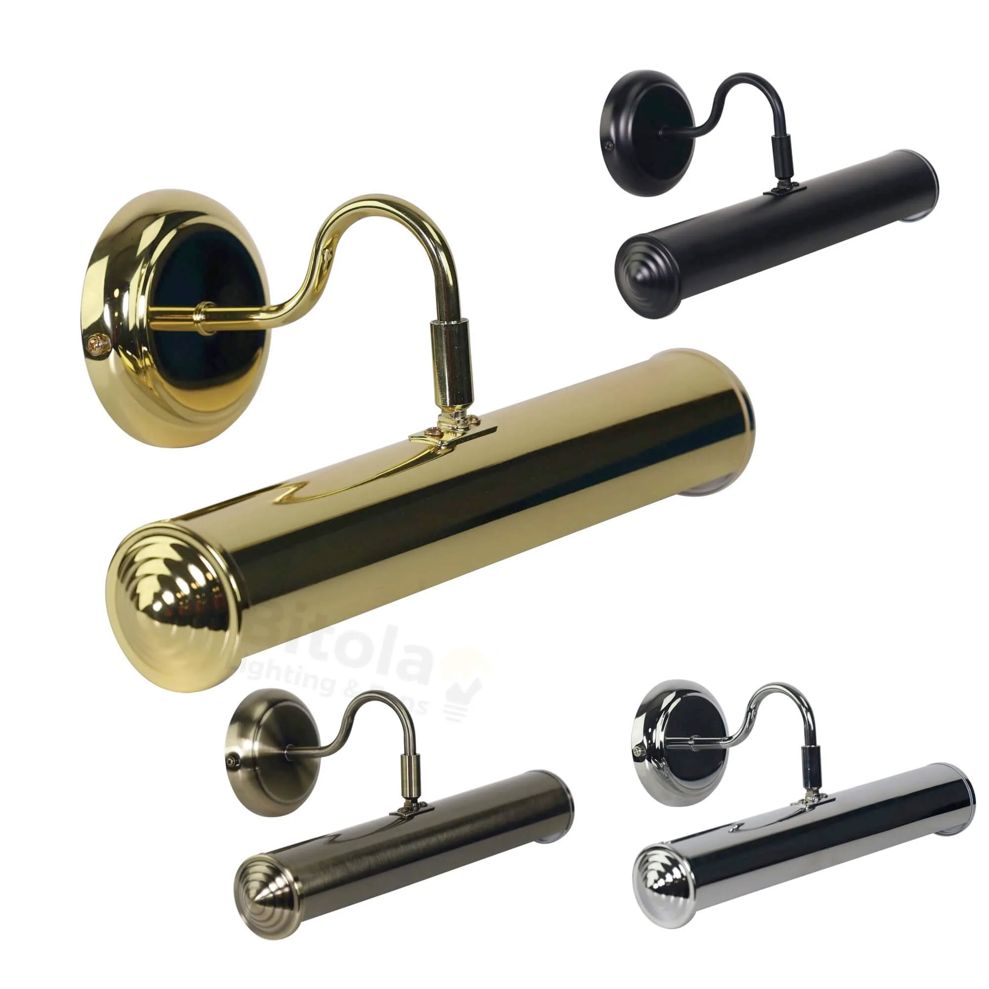 Oriel Picture Light Adjustable in Black, Chrome, Brass or Antique Brass