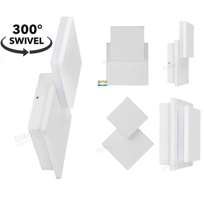 Havit Pivot Square IP54 10w Tri-Colour Adjustable Indoor/Outdoor Wall Light HV3667T