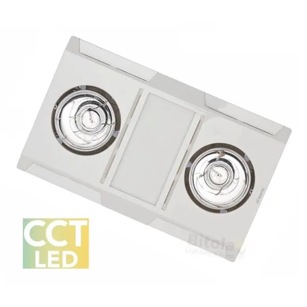 Martec Profile Panel 2 Heat Bathroom 3-in-1 Exhaust Fan with Tri-Colour LED Light