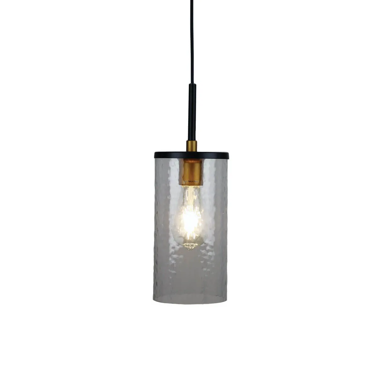 Oriel Raymont 1 Light Ceiling Pendant Black with Aged Brass - Clear Ripple Glass