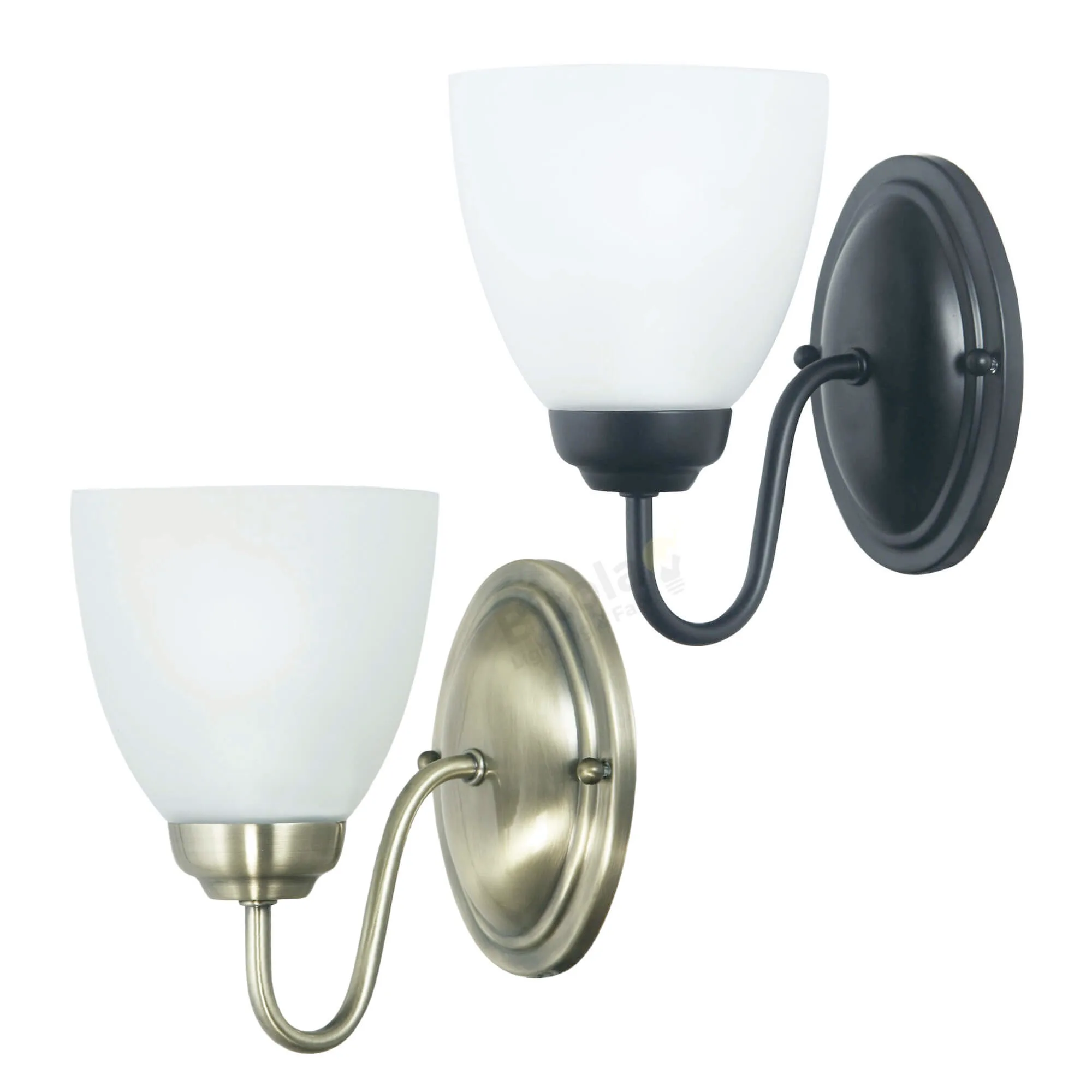 Oriel Rochester Wall Light with Frosted Glass Shade - Black or Antique Brass