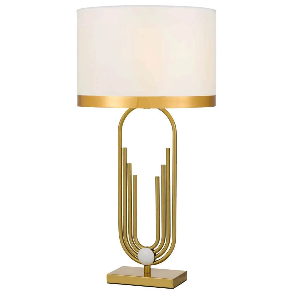 New York Art Deco Table Lamp in Gold with White Shade - Telbix Roldan