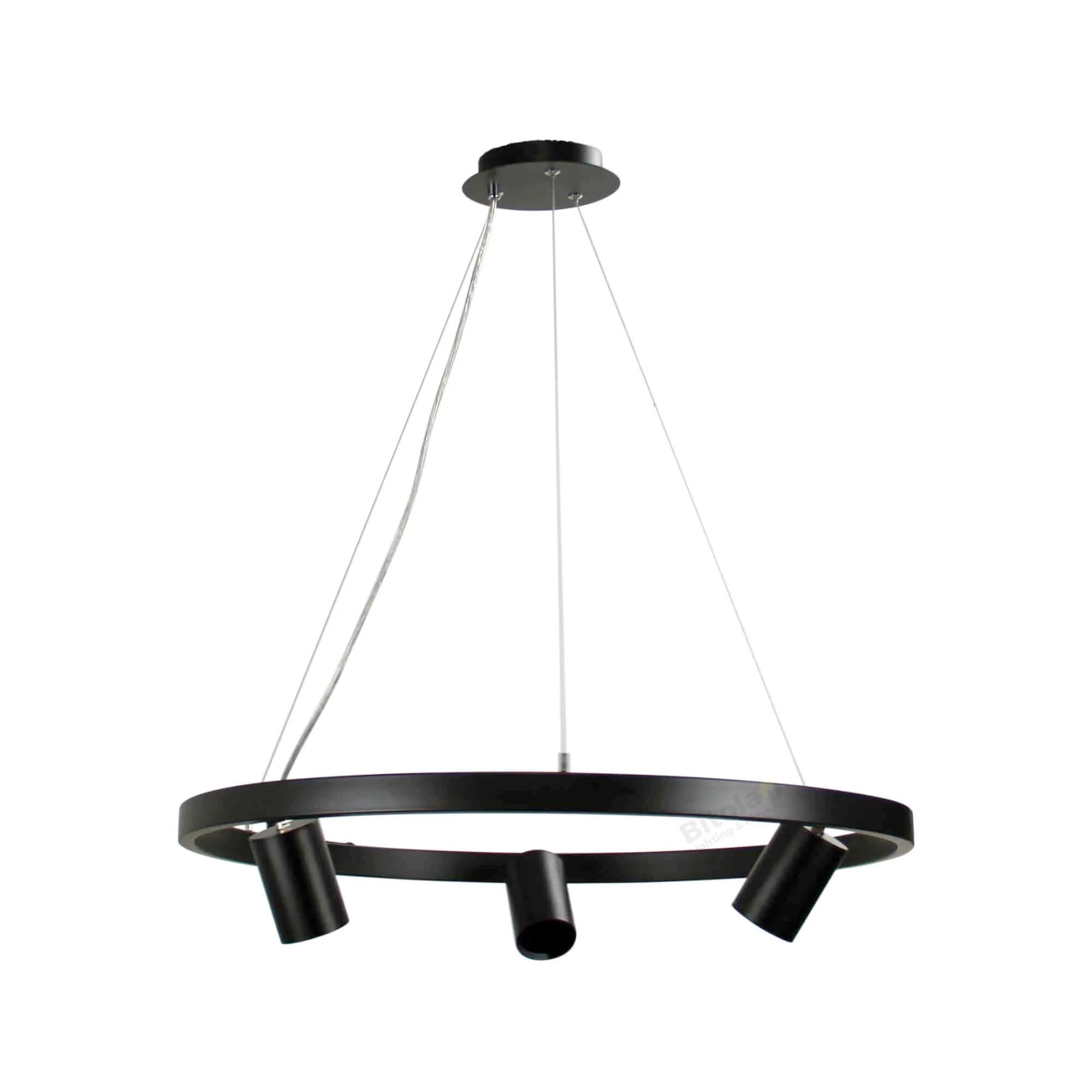 Oriel Pano 3 Light Round Panorama 64cm Black Metal Ceiling Pendant