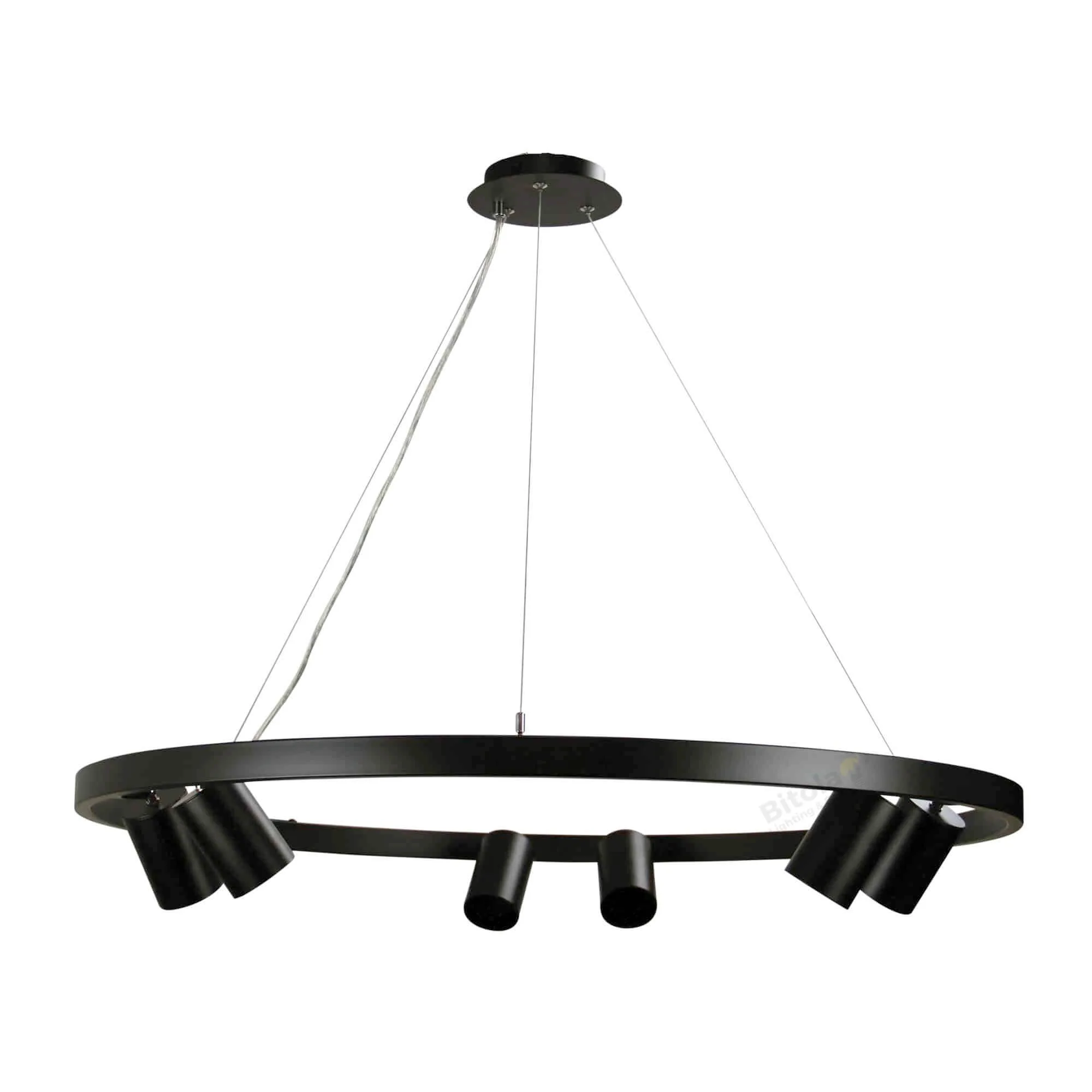 Oriel Pano 6 Light Round Panorama 84cm Black Metal Ceiling Pendant