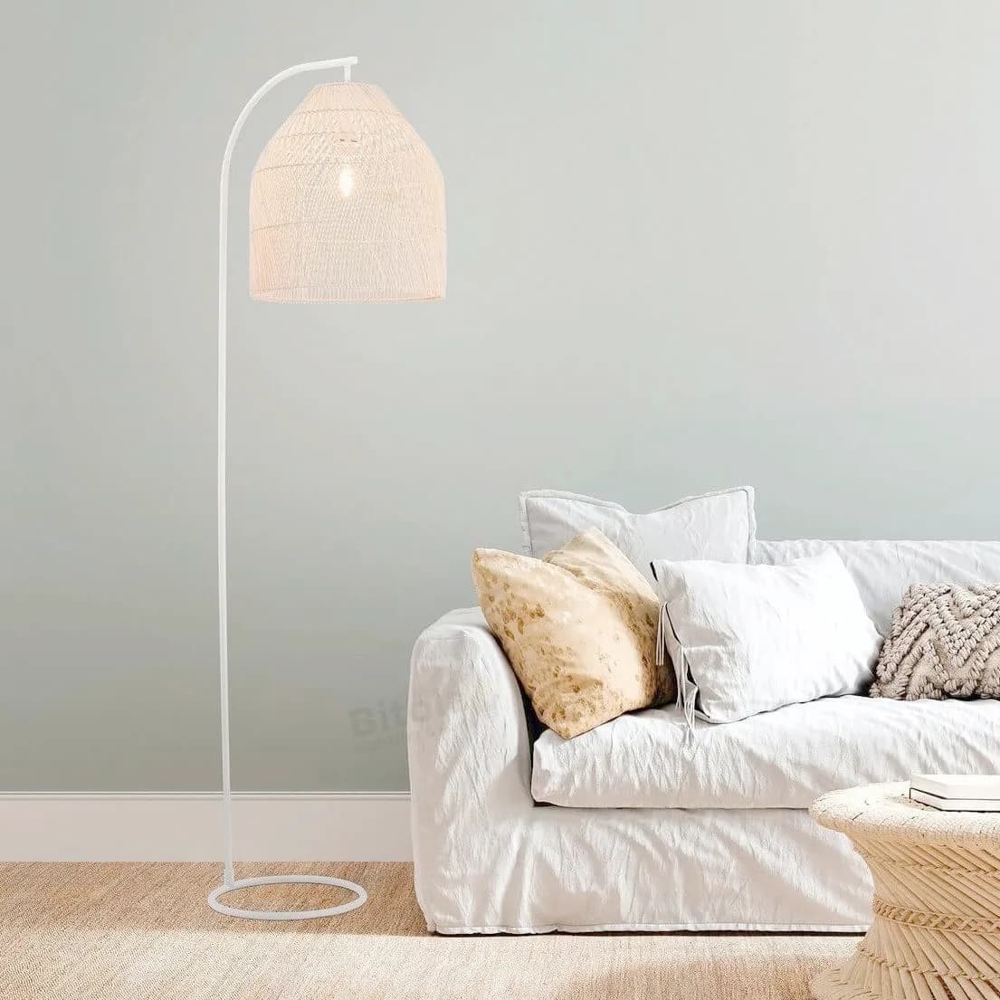 Mercator Sawyer Rattan Woven Cane Boho Floor Lamp