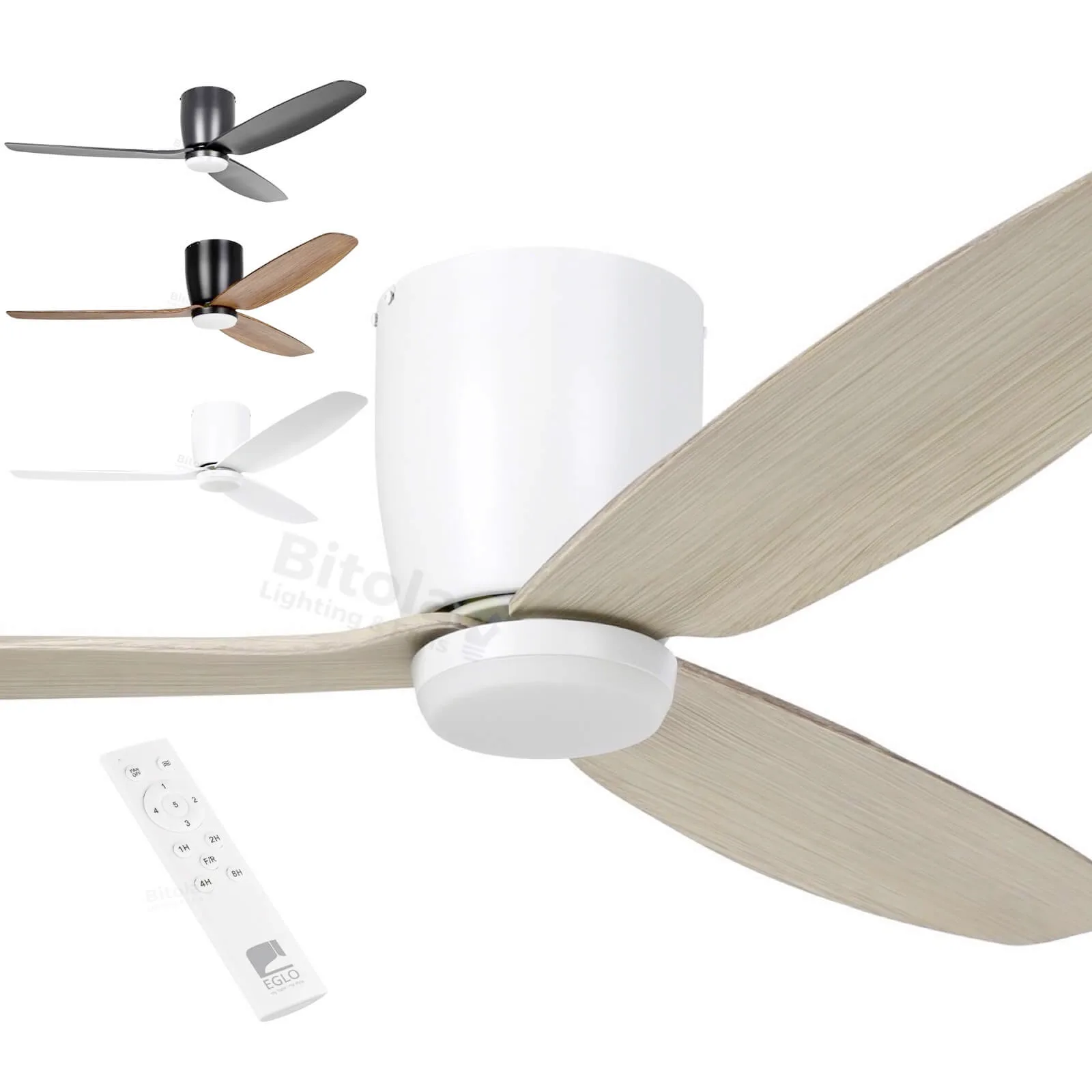 Eglo Seacliff 52" DC Ceiling Hugger Fan with Tri-Colour 15w LED Light