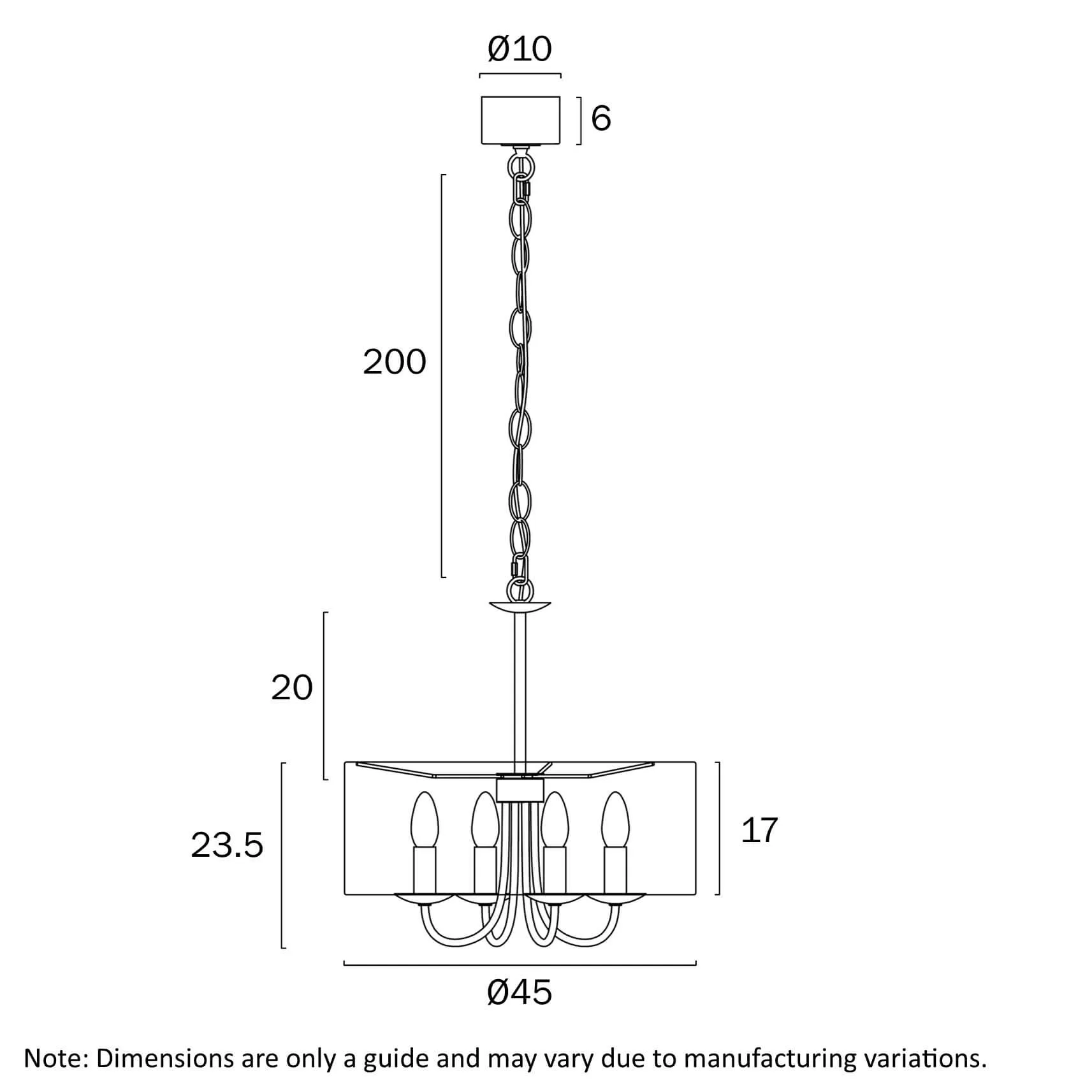 Telbix Shiron 4 Light Dimensions