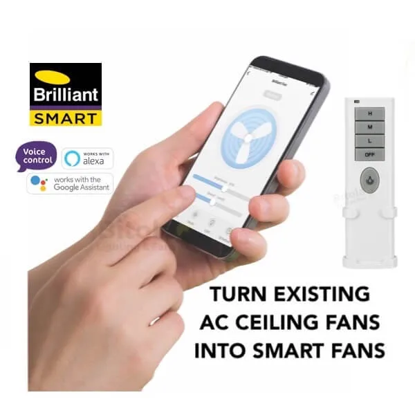 Brilliant Smart 99333 WiFi Ceiling Fan Remote Control and Transmitter Kit