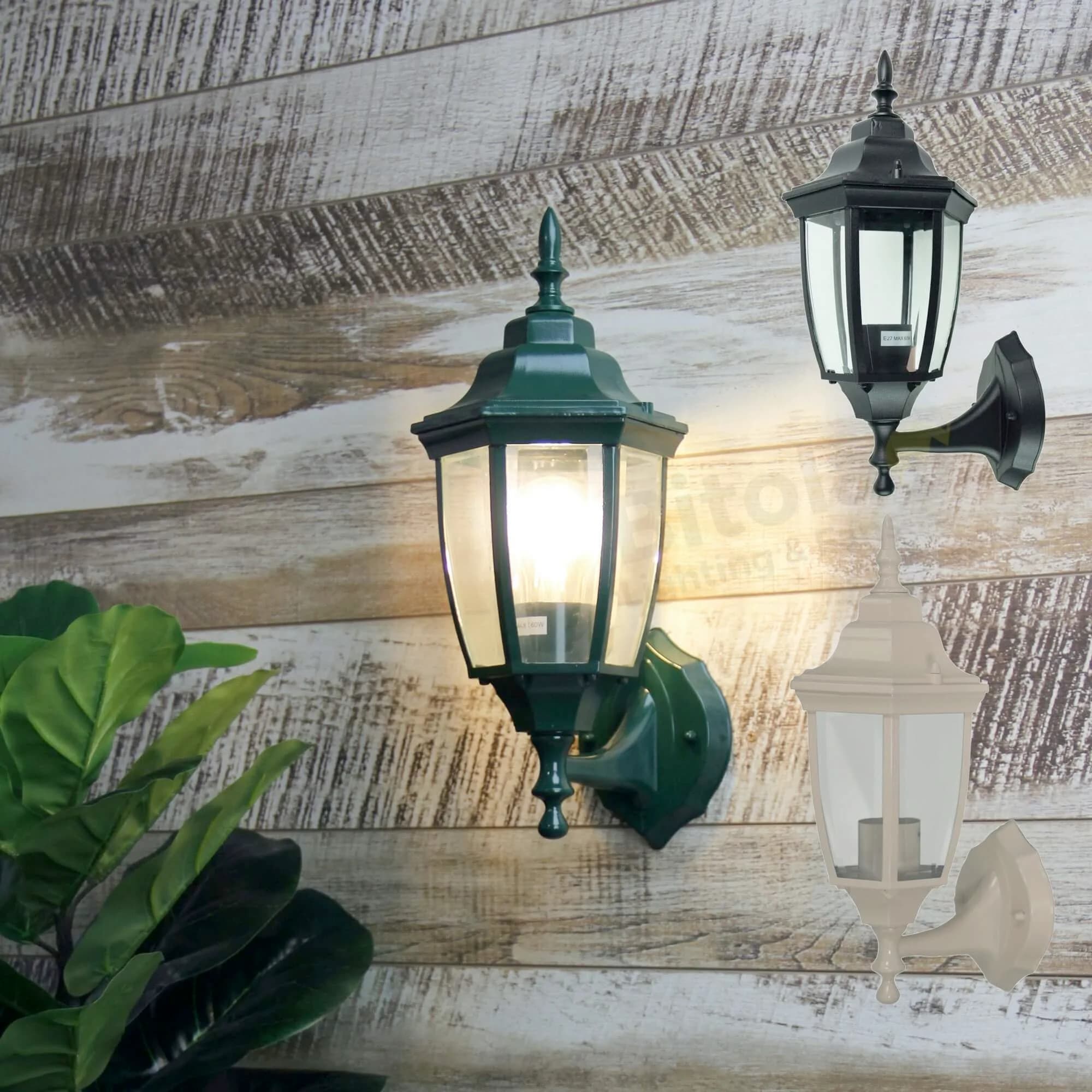 Oriel Highgate Uplight Traditional Outdoor Coach Wall Light - Black, Green or Primrose