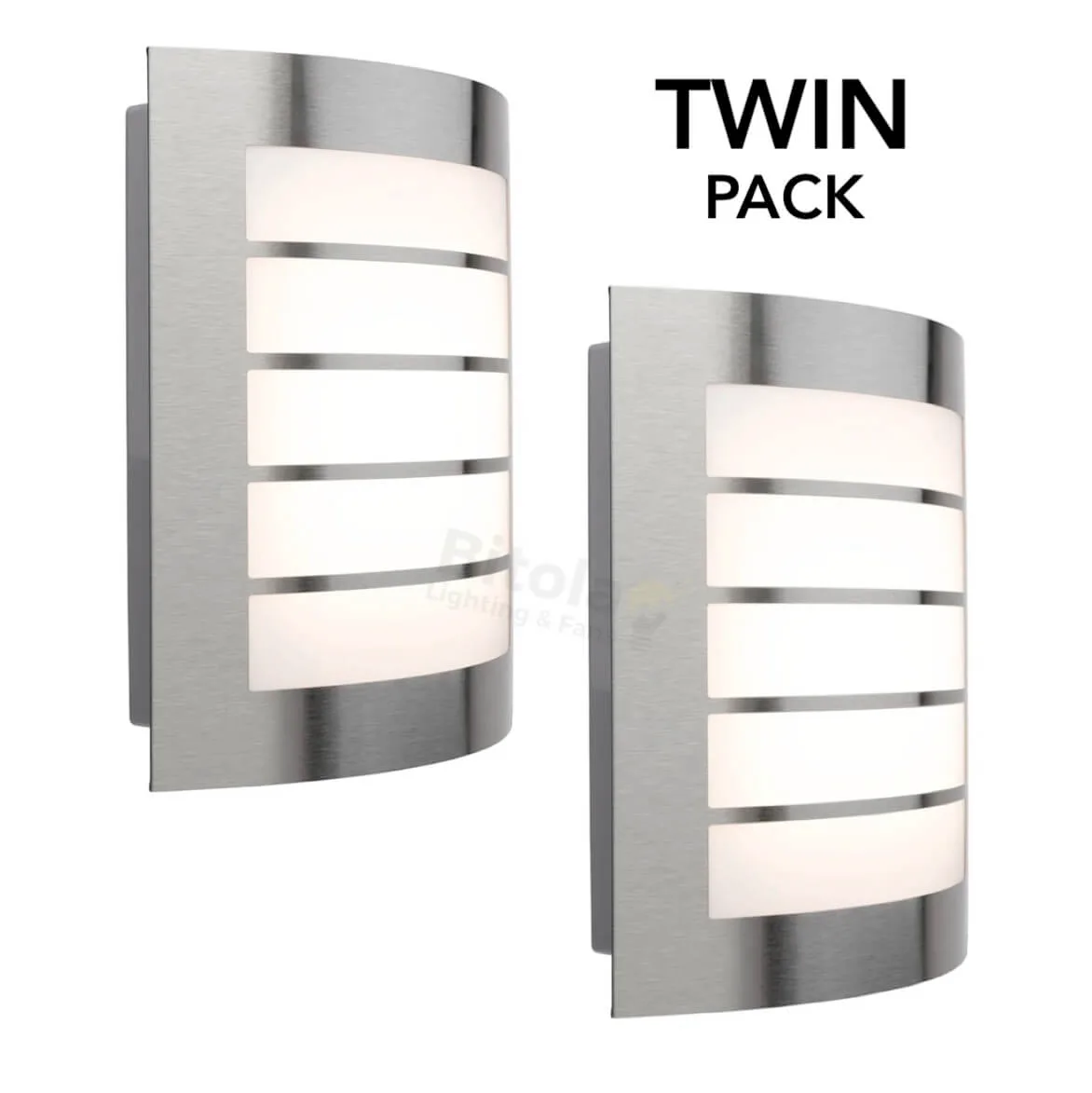 Duo Twin Pack Grilled Outdoor Wall Bunker Light - Charcoal or Stainless Steel
