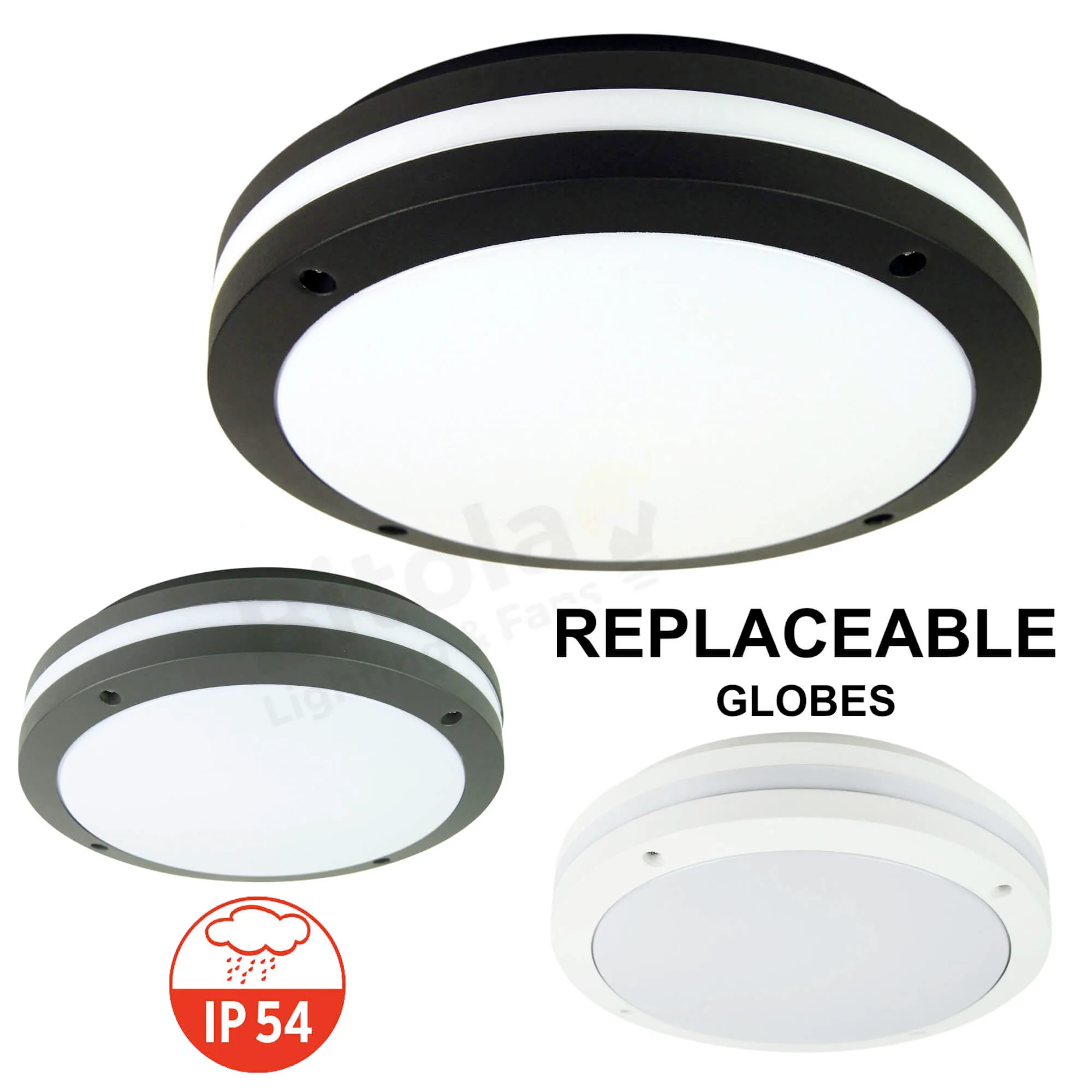 Oriel Tonato Outdoor Oyster Light Replaceable Globe IP54