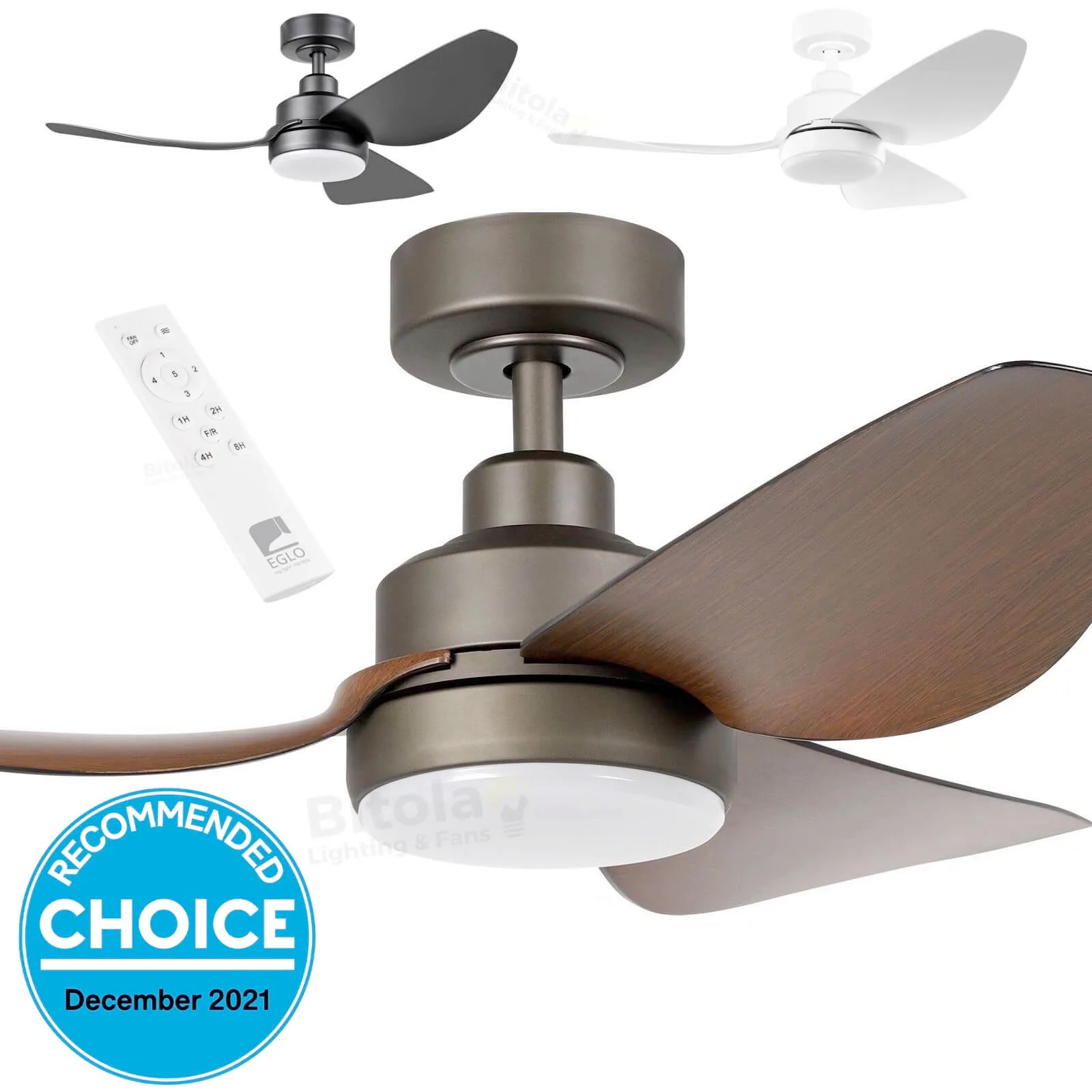 Eglo Torquay Mini 42" DC Ceiling Fan with Tri-Colour 20w LED Light