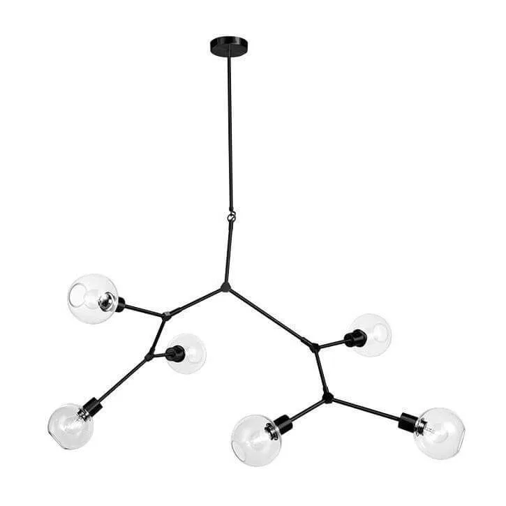 Oriel Padua Black 6 Light Clear Glass Adjustable Ceiling Pendant