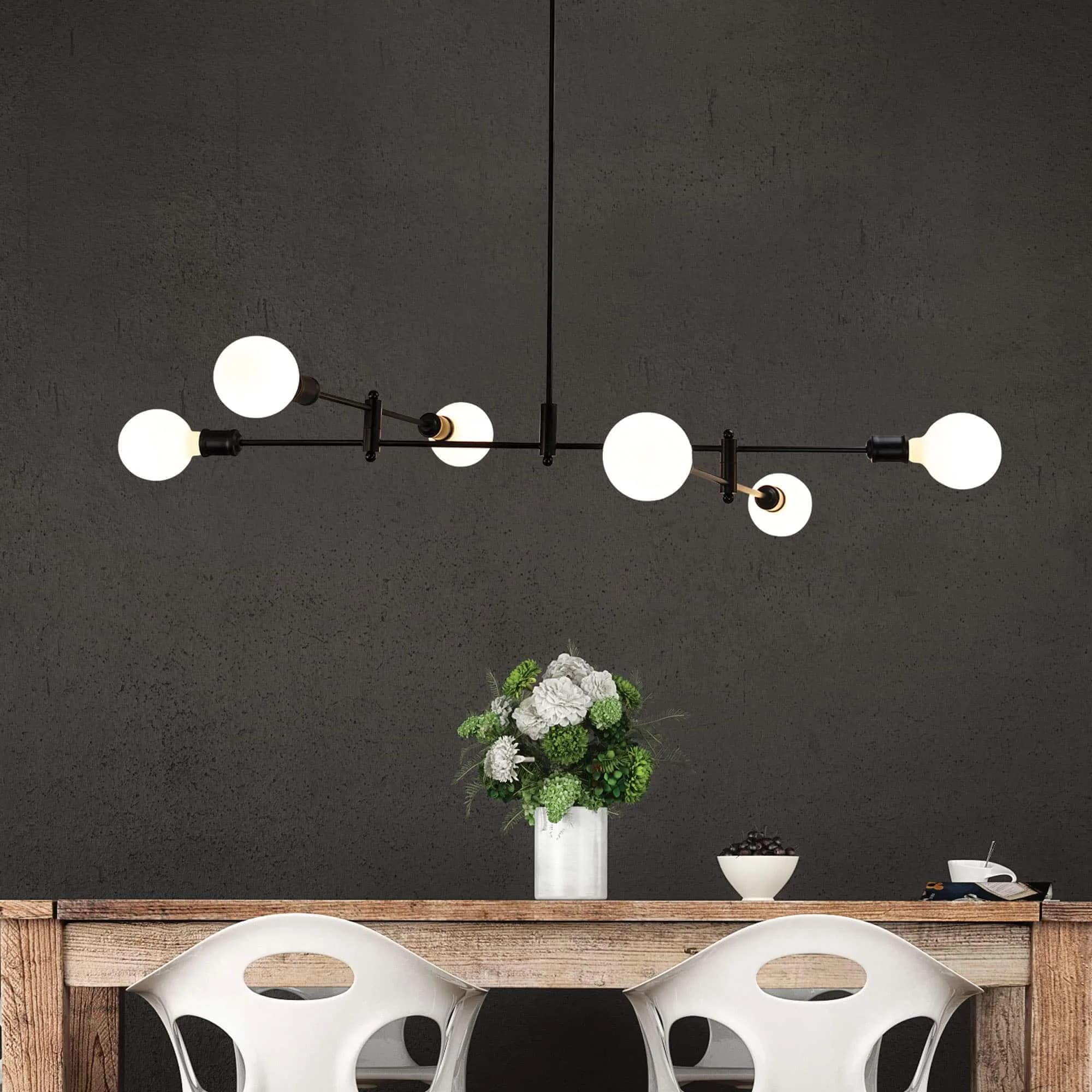 Oriel Epping 6 Light Matt Black Adjustable Multi Arm Ceiling Pendant