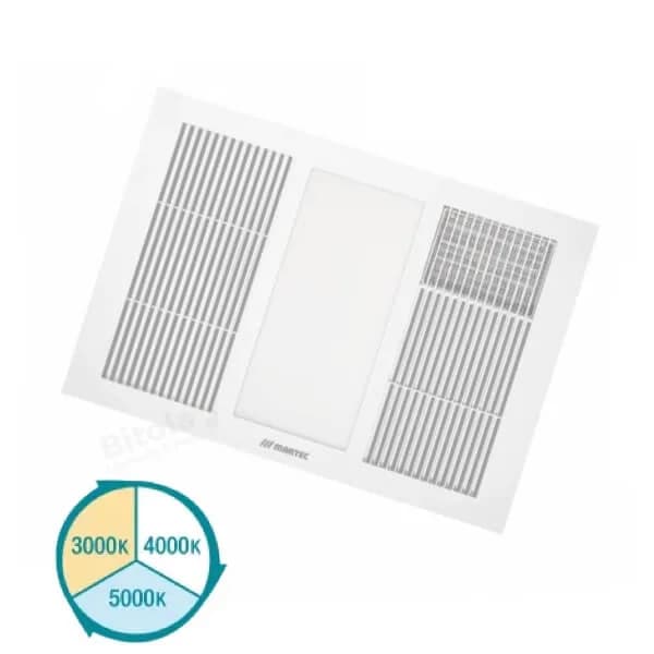 Martec Vapour Slimline Bathroom 3-in-1 PTC Heater / Exhaust Fan / Tri-Colour LED Light