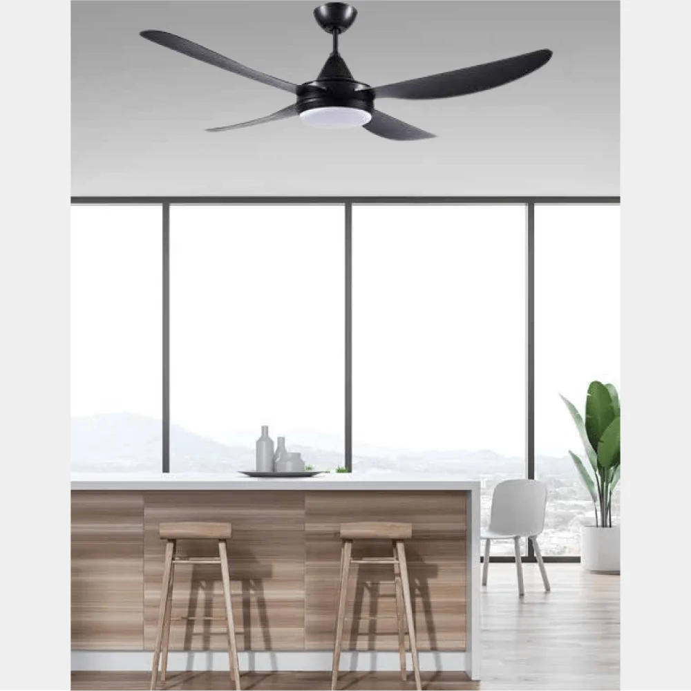 Brilliant Vector DC 56" Ceiling Fan Black with Light
