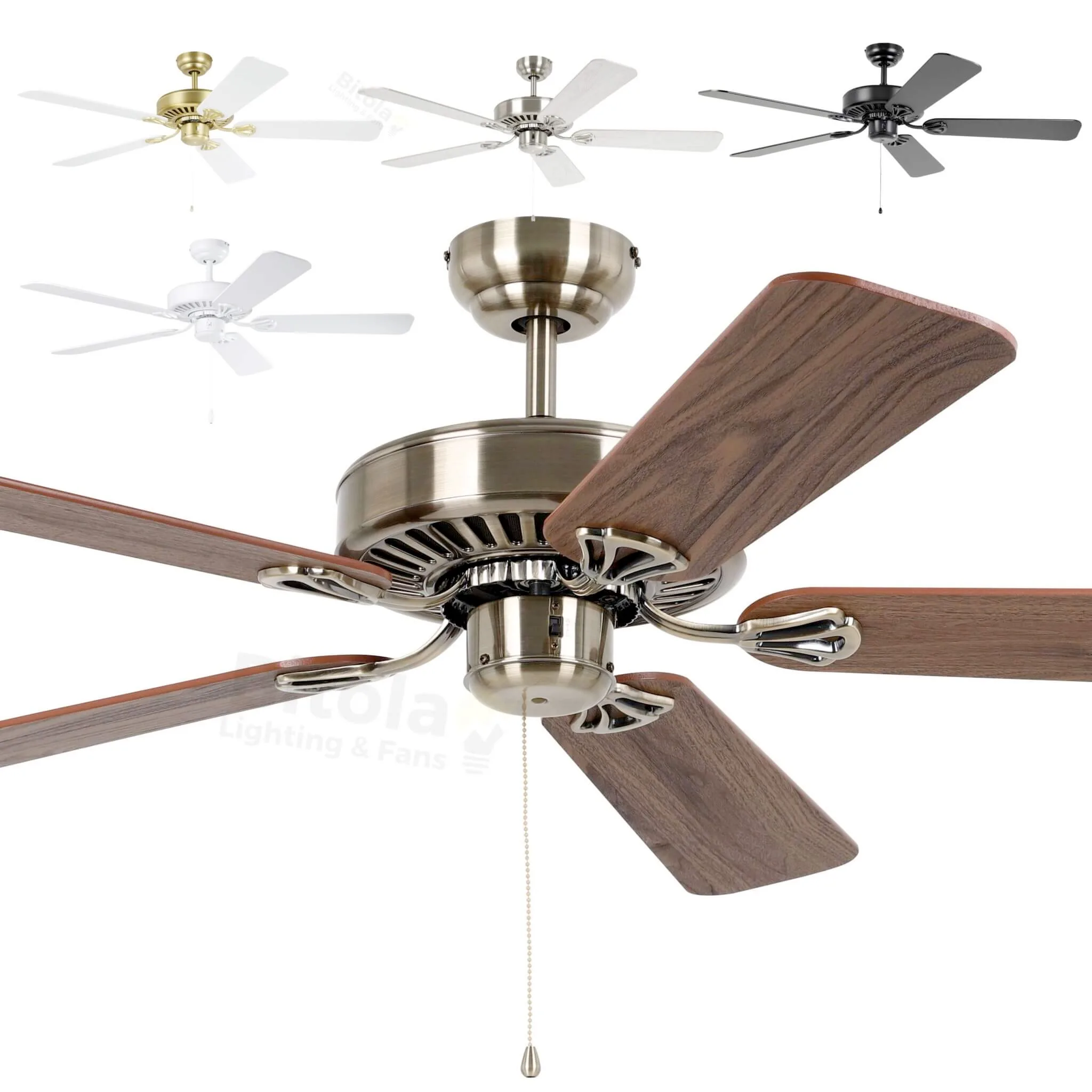 Eglo Waikiki 52" 5 Blade Ceiling Fan with Pull Cord - Hamptons Style