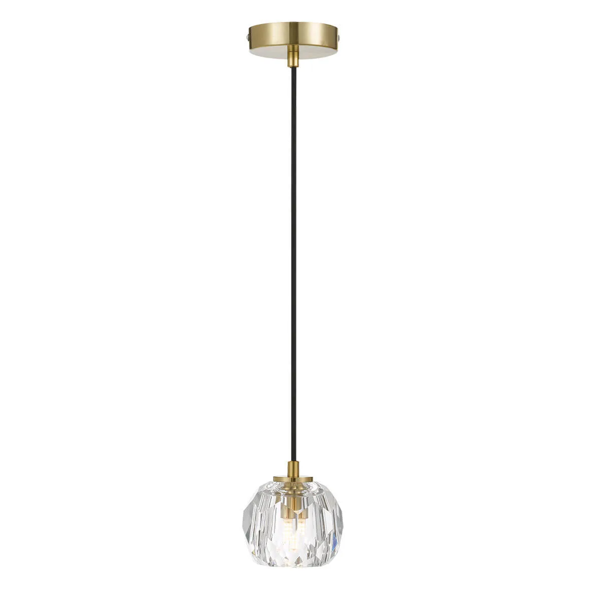 Telbix Zaha 1 Light Ceiling Pendant - Antique Gold with Crystal