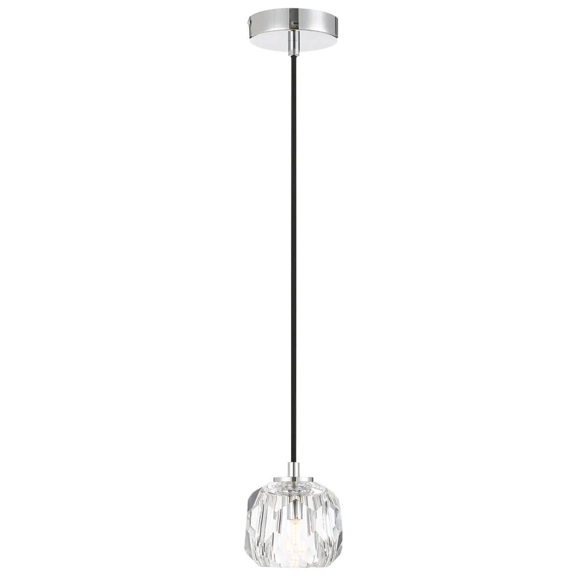 Telbix Zaha 1 Light Ceiling Pendant - Chrome with Crystal