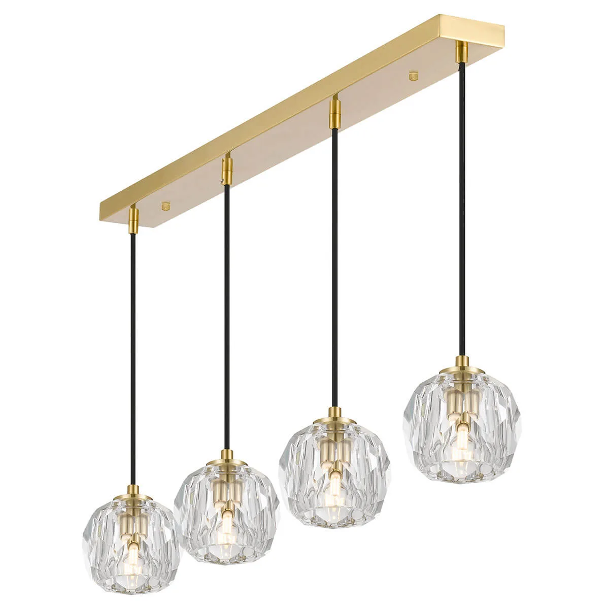 Telbix Zaha 4 Light Bar Ceiling Pendant - Antique Gold with Crystal