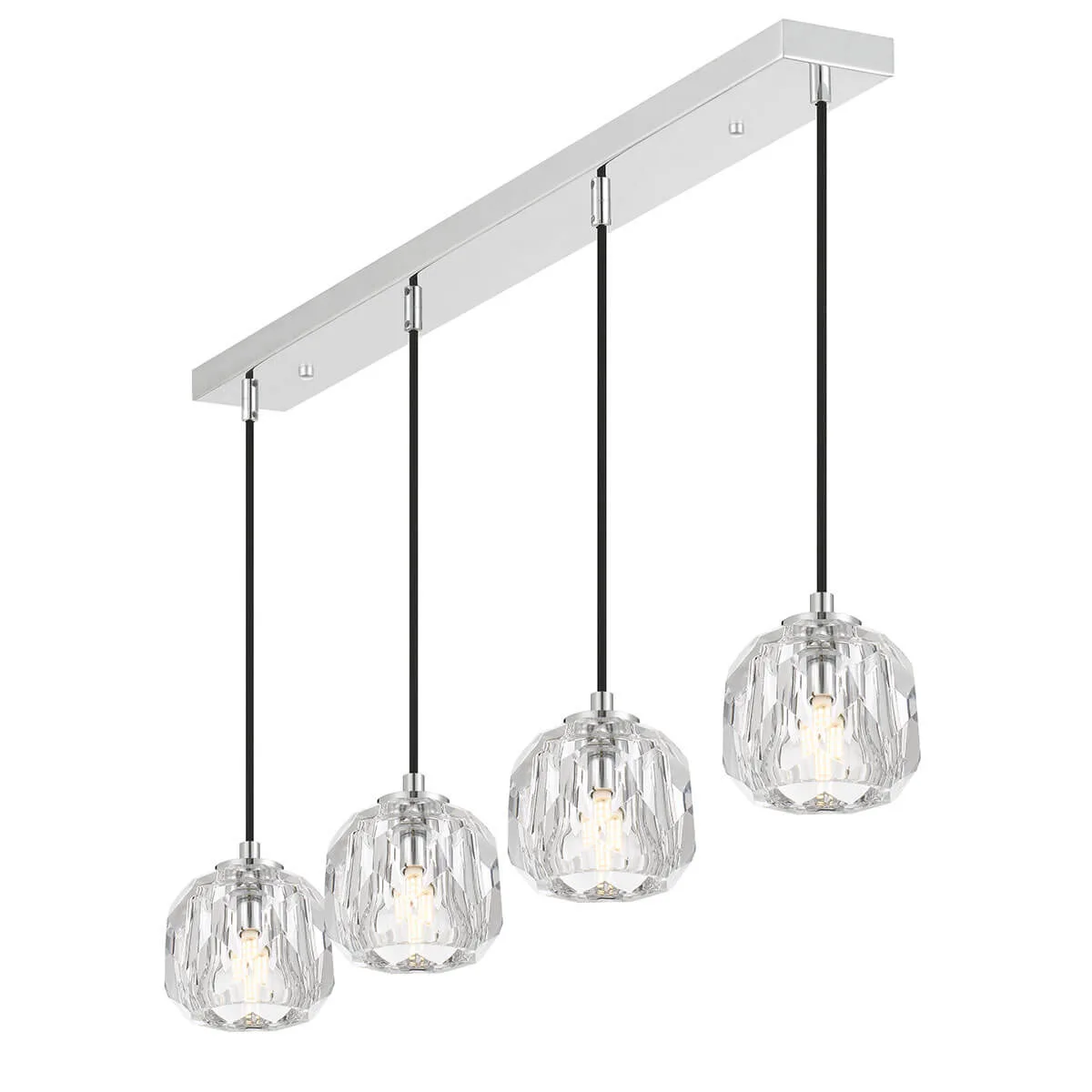 Telbix Zaha 4 Light Bar Ceiling Pendant - Chrome with Crystal