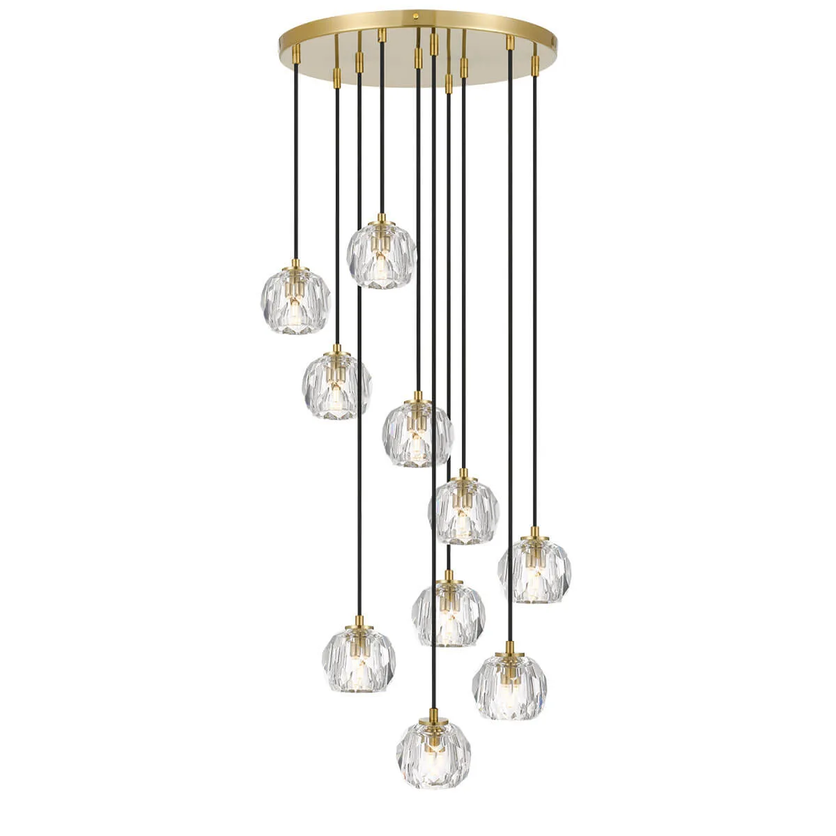 Telbix Zaha 10 Light Round Ceiling Pendant - Antique Gold with Crystal