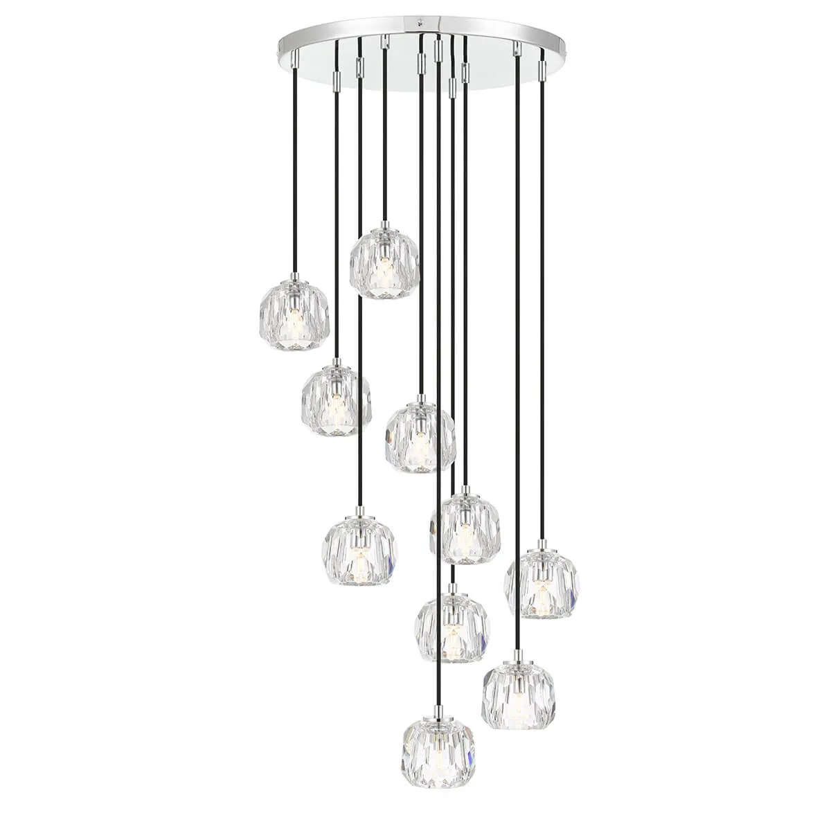 Telbix Zaha 10 Light Round Ceiling Pendant - Chrome with Crystal