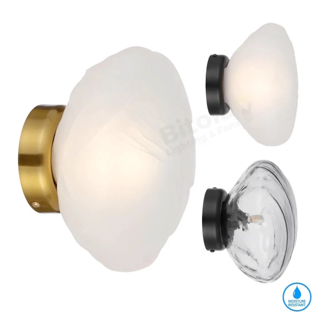 Telbix Zecca Wall Light with Burlap Texture Glass Shades - IP44 Rated