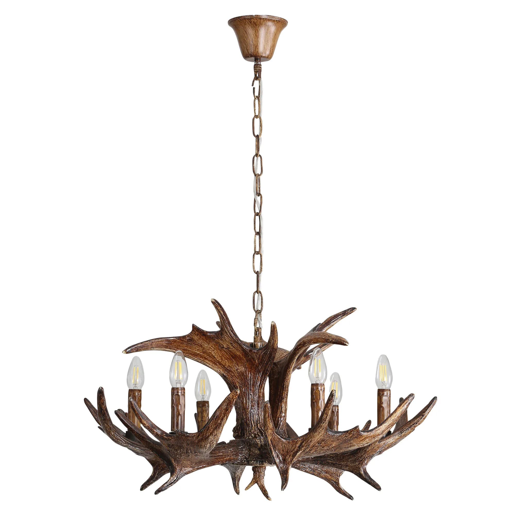 ORIEL RAMURE 6 LIGHT DEER ANTLER PENDANT