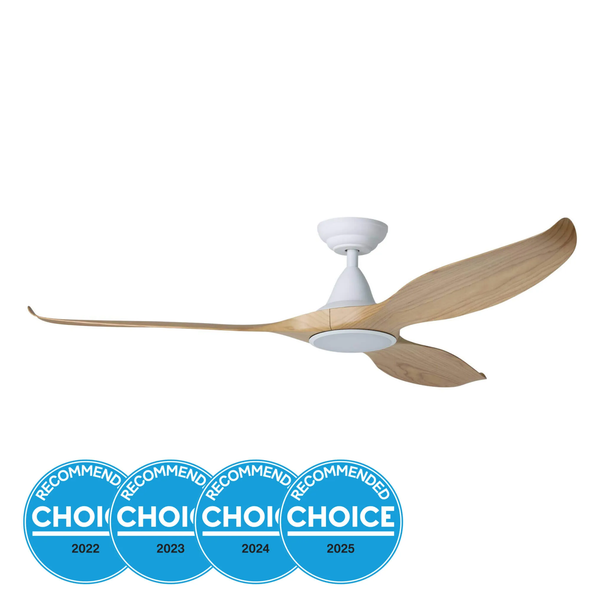 Eglo Noosa 60" 150cm DC Fan With LED Light White & Blackbutt