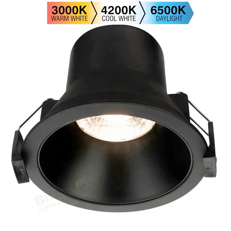 Brilliant Archy Low-Glare Tri-Colour 8w LED Downlight in Black