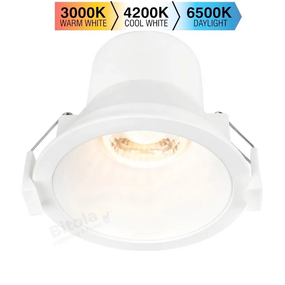 Brilliant Archy Low-Glare Tri-Colour 8w LED Downlight in White
