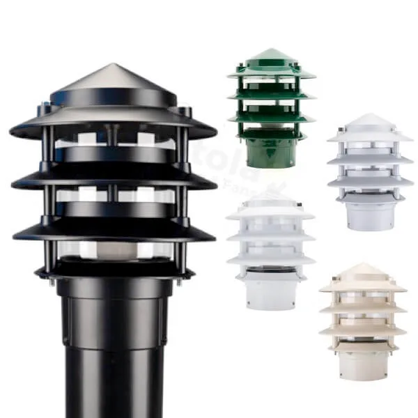 Domus BL-100-KIT Three Tier Garden Bollard Light Head with Post